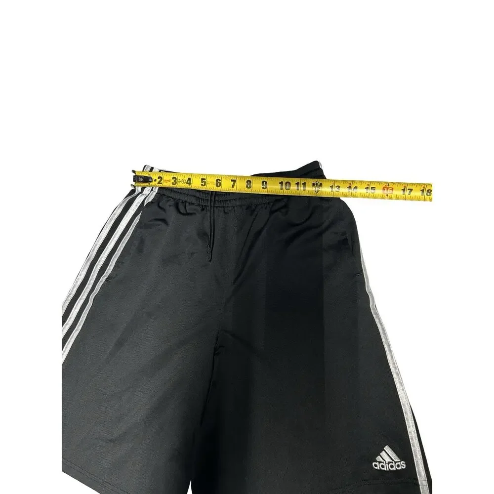 Adidas Kids XL 18-20 Black Athletic Shorts 3 Stripe Soccer Drawstring Logo Youth
